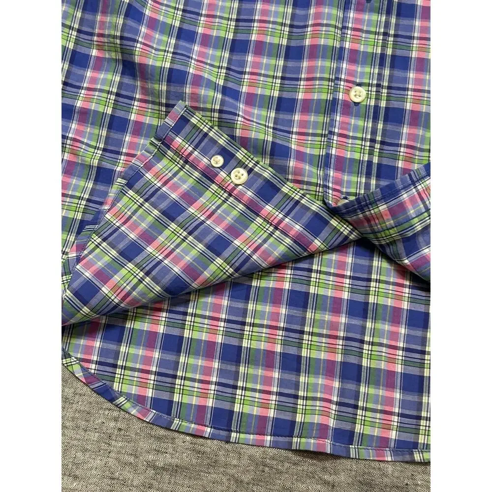 Ralph Lauren Shirt Youth Large 14-16 Plaid Long Sleeve Classic Preppy Button-Up